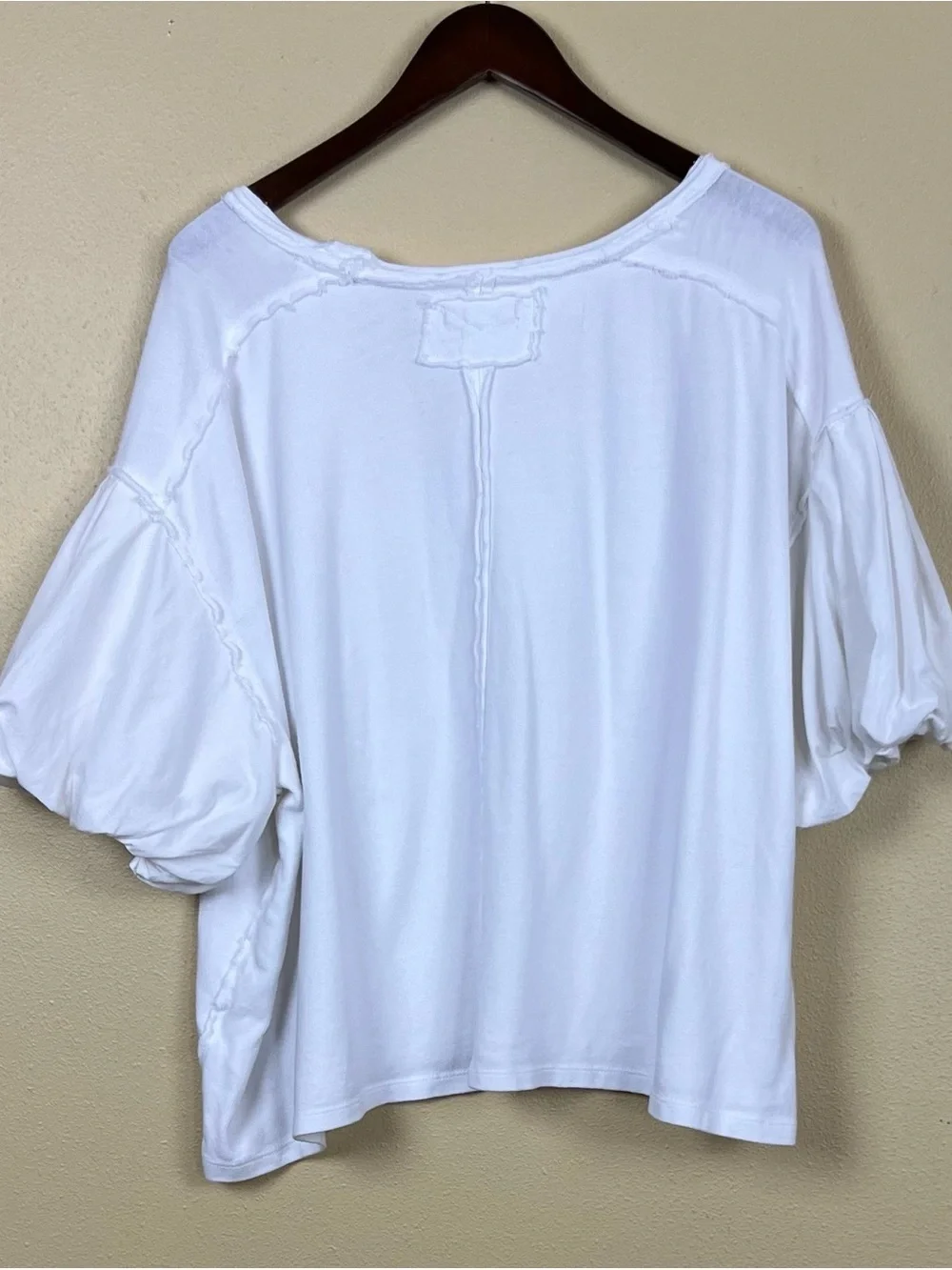 Free People Top Tee Shirts 100% Cotton Relaxed Puff-Sleeve